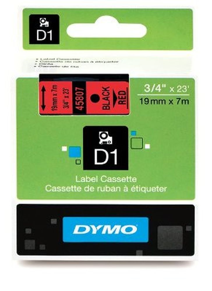 Dymo D1 19mmx3,5m fekete/piros feliratozógép szalag
