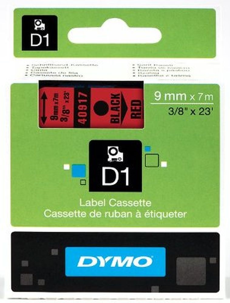 Dymo D1 9mmx7m fekete/piros feliratozógép szalag