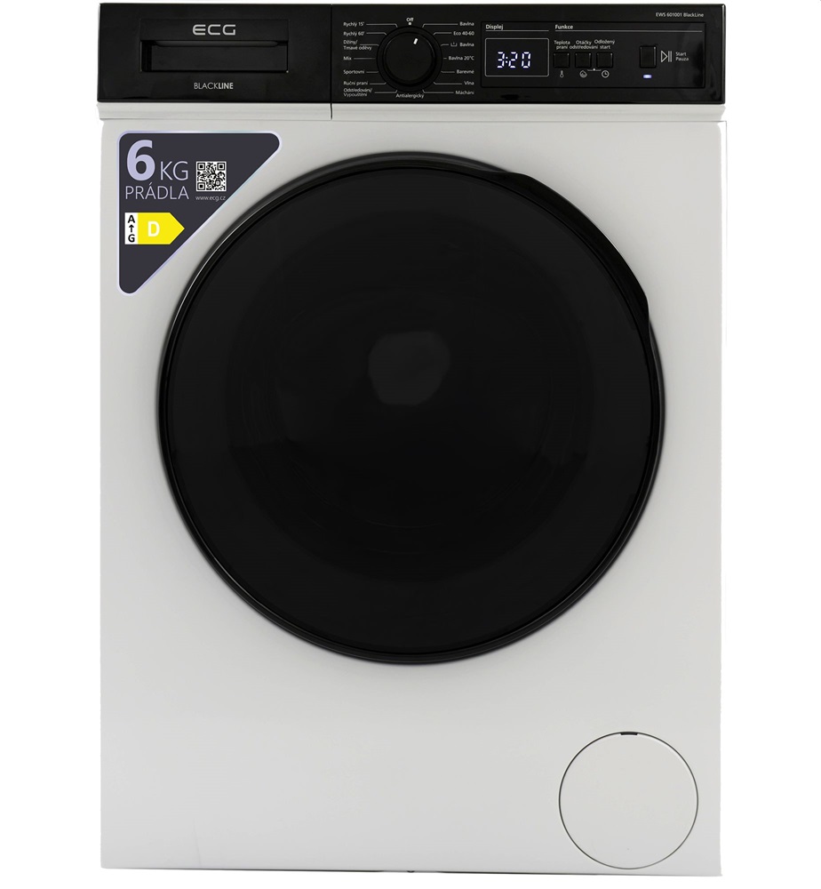 ECG EWS 601001 BlackLine fehér, elöltöltős, keskeny, max.1000ford., 6 kg, mosógép