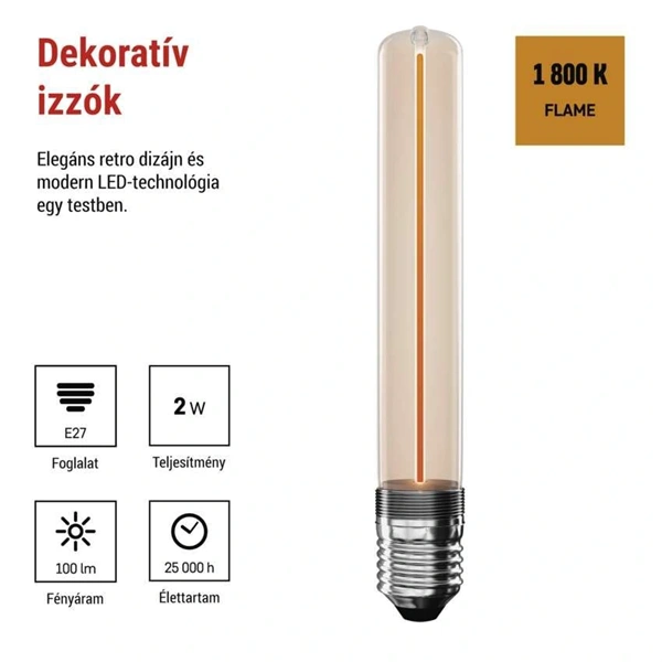 EMOS Z5AI01 LED DECO "ONE" T30 2W 11W 100lm E27 izzó