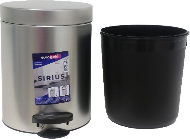 EUROGOLD SIRIUS 5l 19x24cm ezüst pedálos szemetes