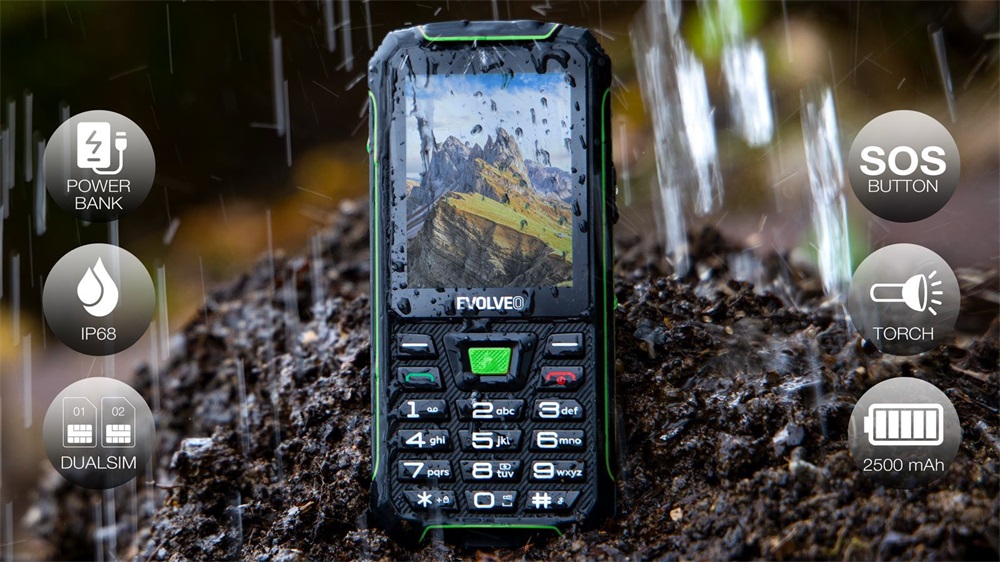 EVOLVEO Strongphone W4 2,8" DualSIM fekete/zöld mobiltelefon