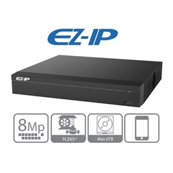 EZ-IP NVR1B08HS-8P 8 csatorna/H265+/80Mbps rögzítés/1x Sata/8x PoE hálózati rögzítő(NVR)