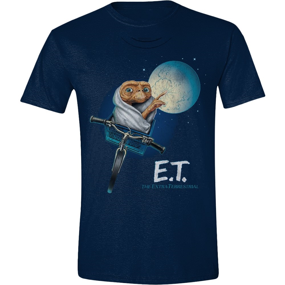 E.T. - Moon Bicycle mintás sötétkék póló, M méret