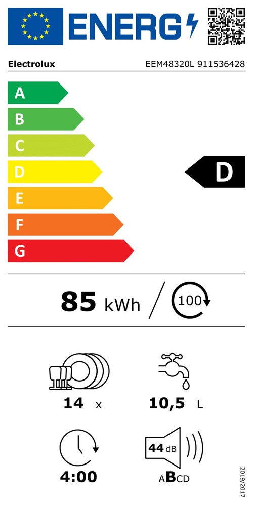 Electrolux EEM48320L fekete, programok száma: 8, beépíthető, 14 terítékes mosogatógép (Használt - B)
