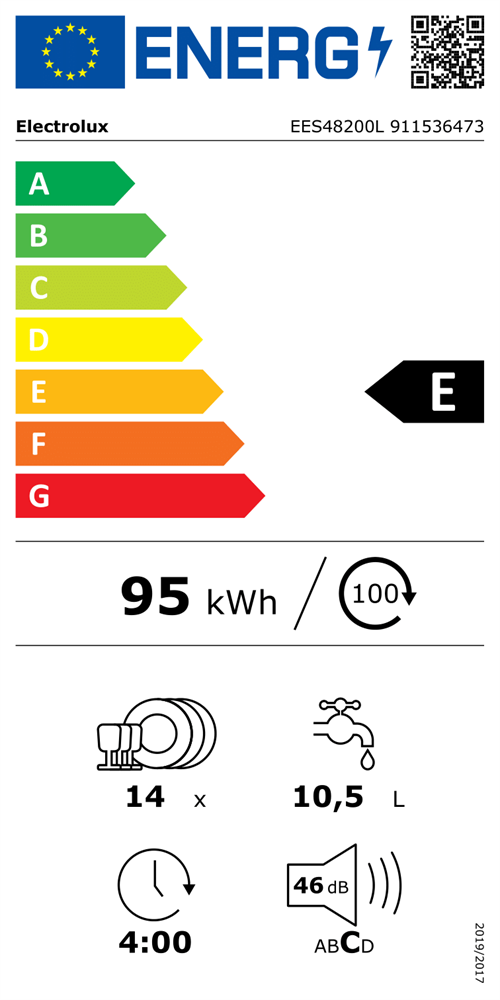 Electrolux EES48200L programok száma: 8, beépíthető, 14 terítékes mosogatógép 