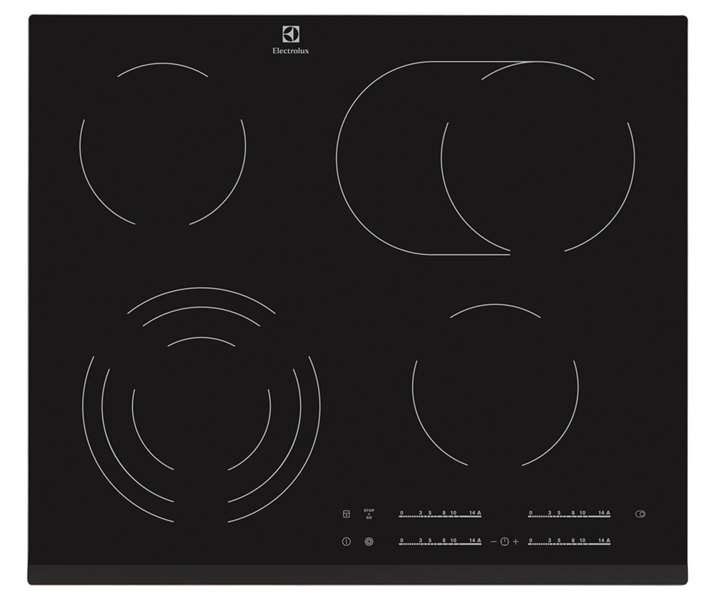 Electrolux EHF6547FXK fekete, beépíthető, elektromos üvegkerámia, főzőzóna: 4, beépíthető méret: 56cm, főzőlap