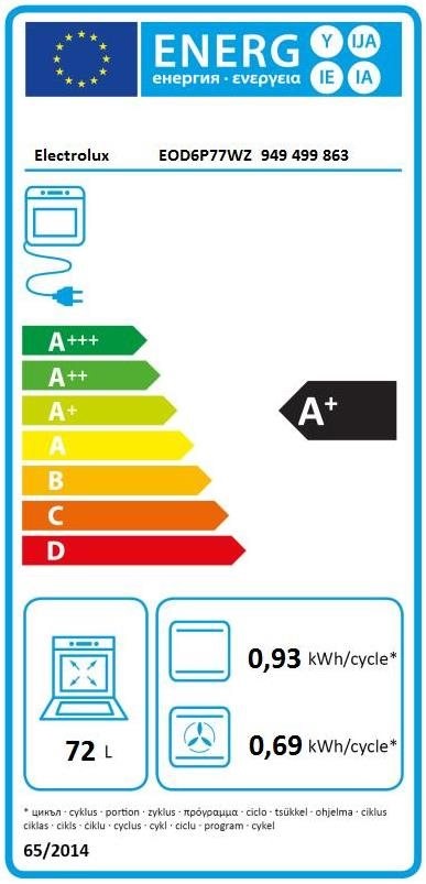 Electrolux EOD6P77WZ fekete, beépíthető, sütőtér: 72L, grill, légkeverés, sütő