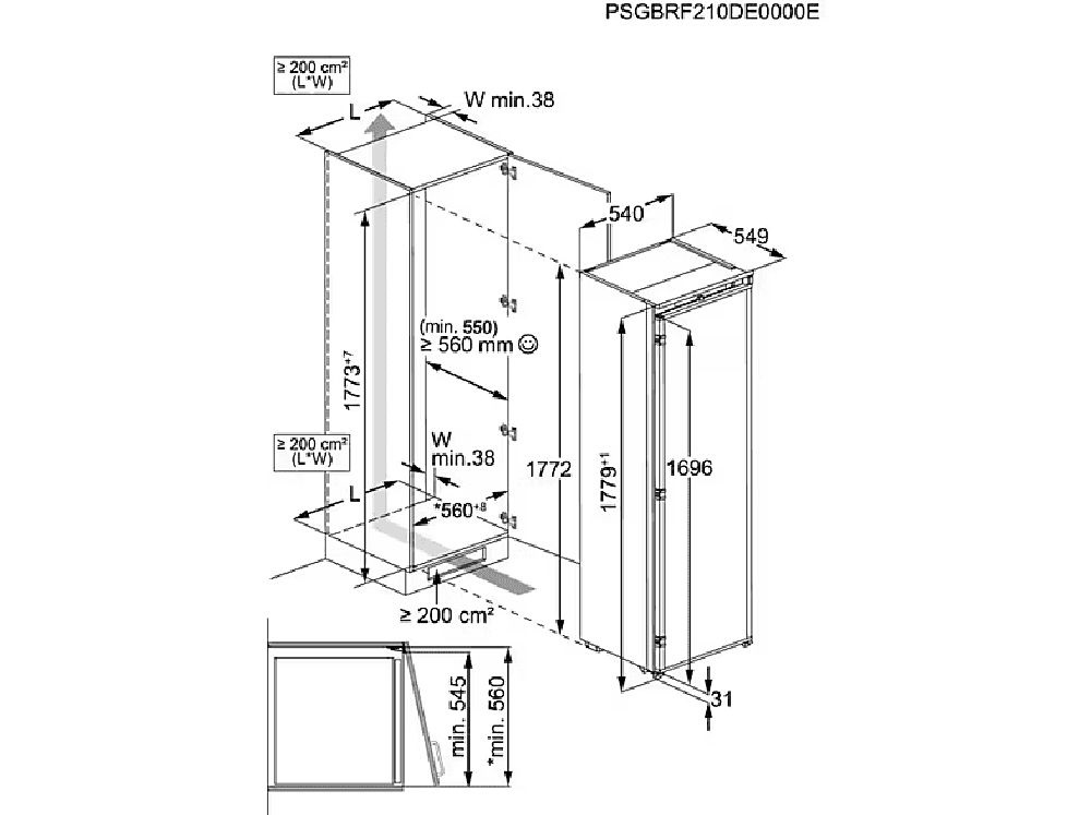 Electrolux ERD6DE18S1 egyajtós, beépíthető, Hűtő:310L, hűtőszekrény