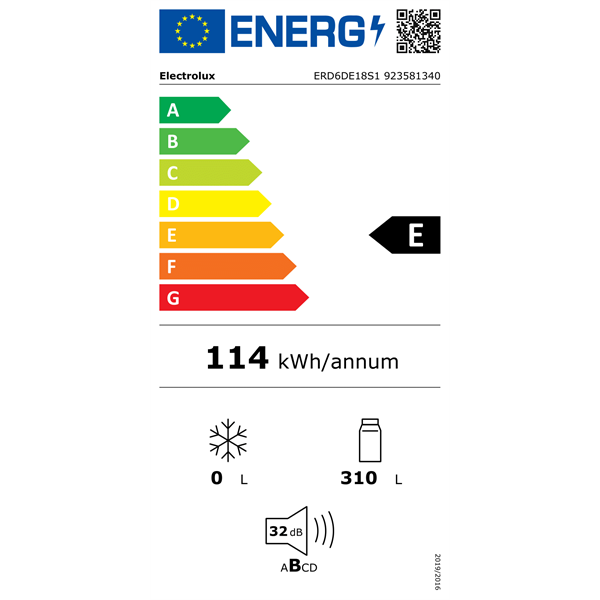 Electrolux ERD6DE18S1 beépíthető egyajtós hűtőszekrény
