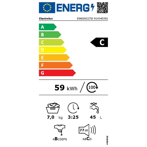 Electrolux EW6SN327SI fehér, elöltöltős, keskeny, max.1200ford., 7 kg, mosógép (Újszerű)