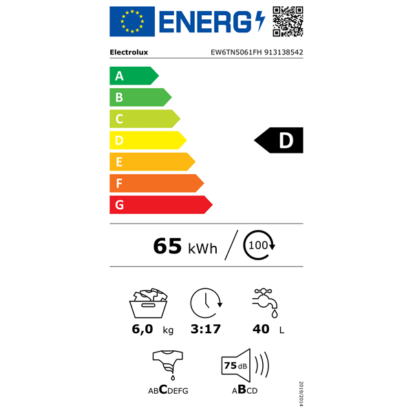 Electrolux EW6TN5061FH fehér, felültöltős, max.1000ford., 6 kg, mosógép (Újszerű)