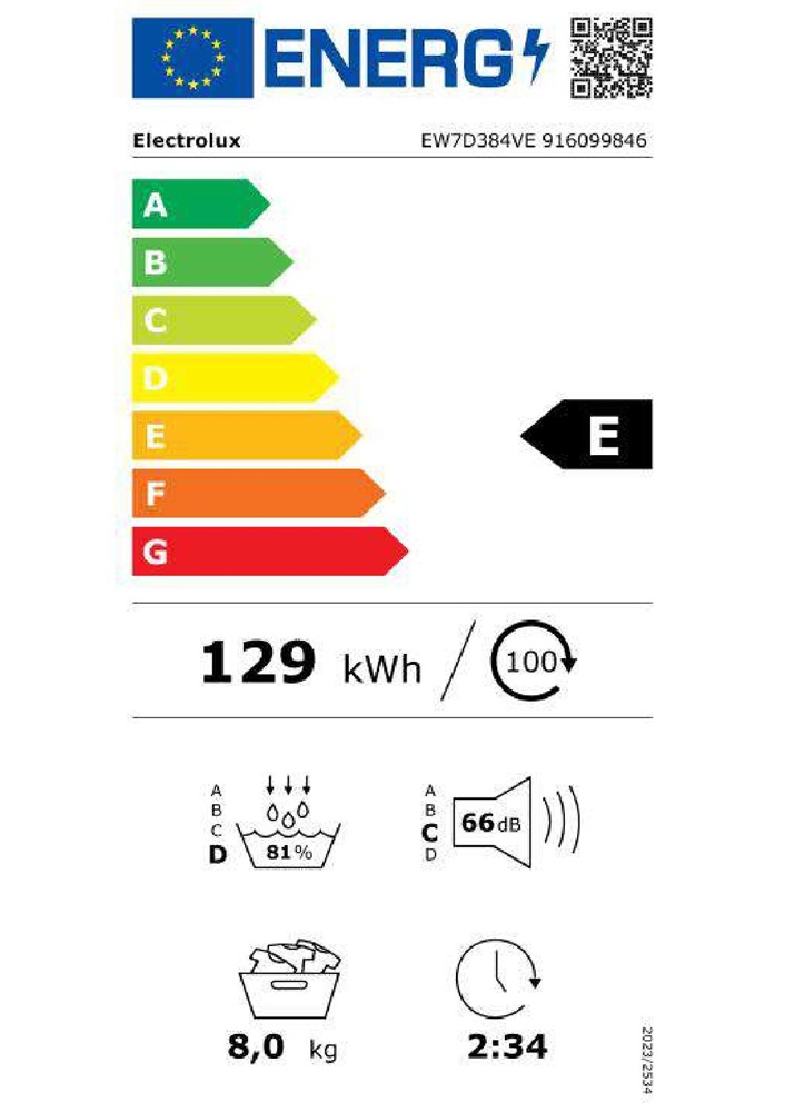 Electrolux EW7D384VE DelicateCare fehér, 8 kg, hőszivattyús, szárítógép