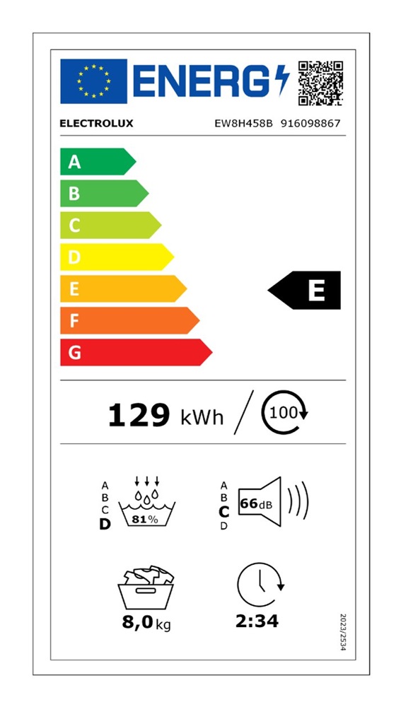 Electrolux EW8H458B fehér, 8 kg, hőszivattyús, szárítógép