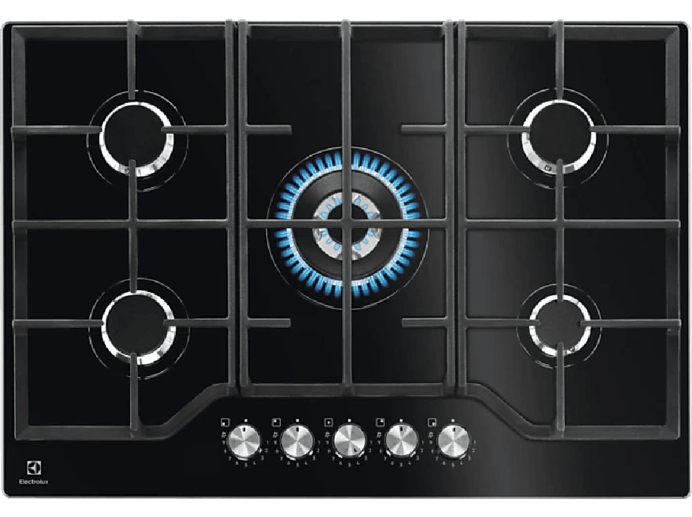 Electrolux KGG75362K fekete, beépíthető, gáz, főzőzóna: 4 +1 wok égőfej, beépíthető méret: 56cm, főzőlap