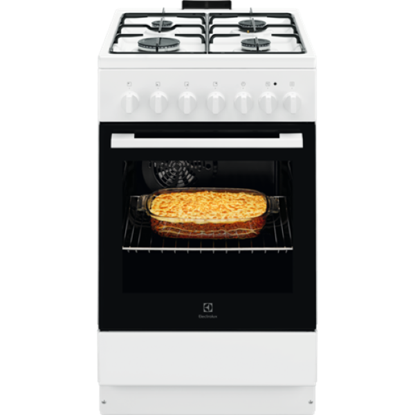 Electrolux LKK520001W fehér, szabadonálló, gáz, kombinált, főzőzóna: 4, sütő:54L, grill, tűzhely