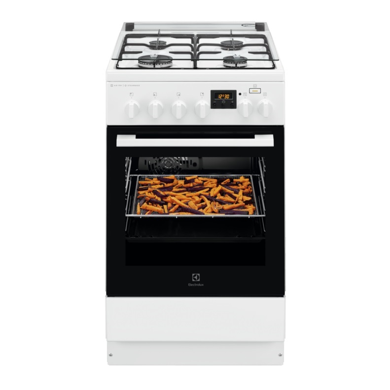 Electrolux LKK560205W fehér, szabadonálló, gáz, kombinált, főzőzóna: 4, sütő:58L, grill, tűzhely