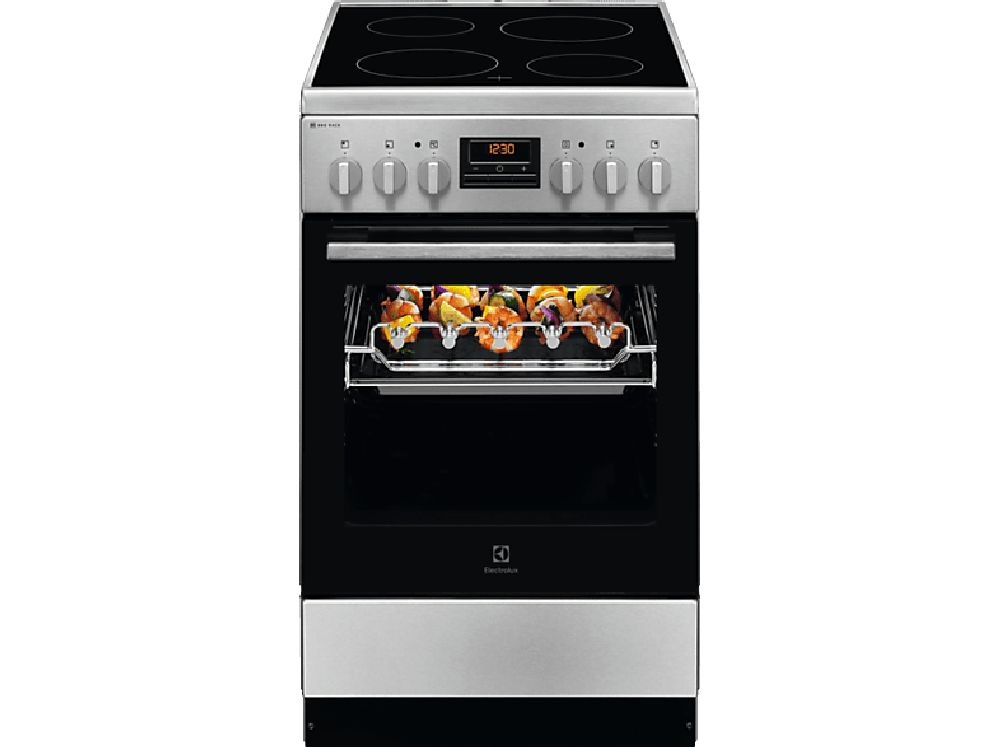 Electrolux LKR540202X inox, szabadonálló, kerámialapos, elektromos, főzőzóna: 4, sütő:57L, grill, tűzhely