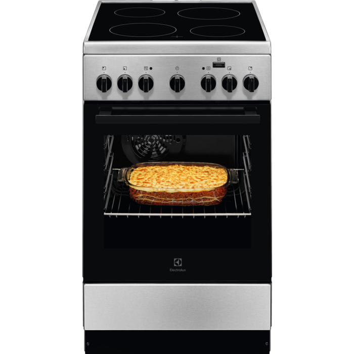 Electrolux LKR560000X inox, szabadonálló, kerámialapos, elektromos, főzőzóna: 4, sütő:54L, grill, tűzhely