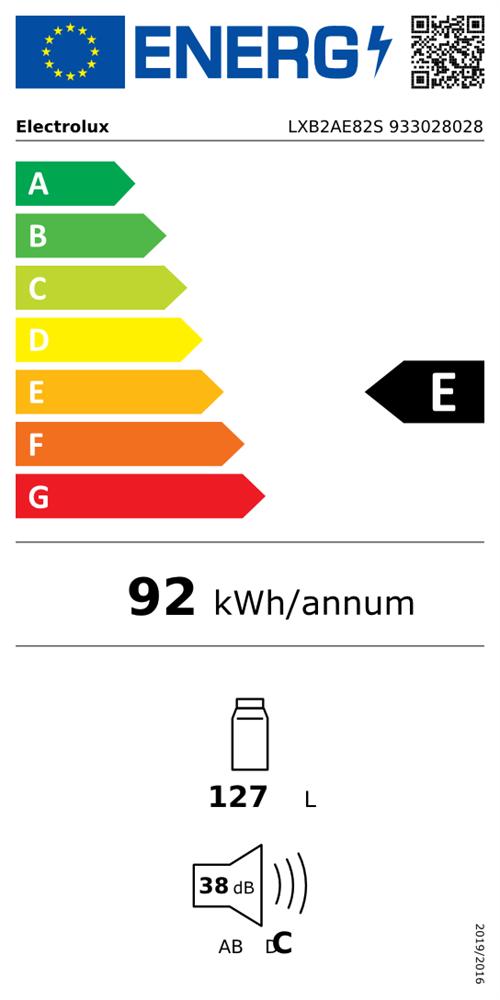 Electrolux LXB2AE82S egyajtós, beépíthető, Hűtő:92L, hűtőszekrény