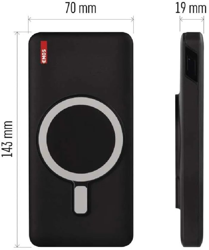 Emos B0542B WI 1022D, 10 000 mAh, 22,5 W+Wireless powerbank