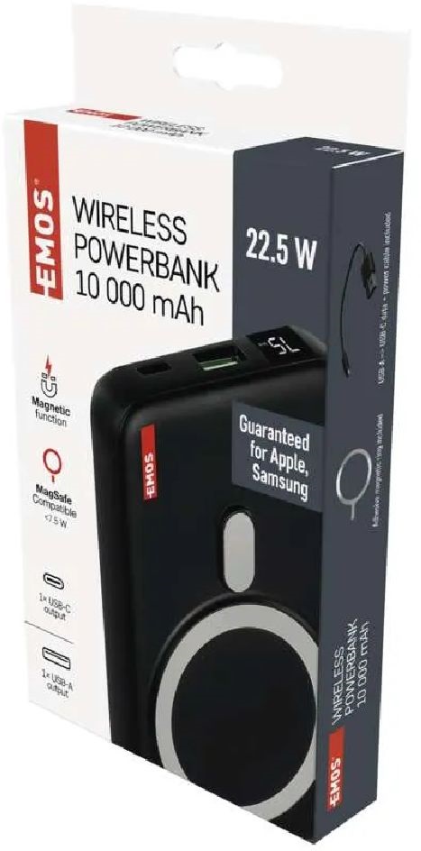 Emos B0543B WI 1023D, 10 000 mAh, 22,5 W+Wireless powerbank