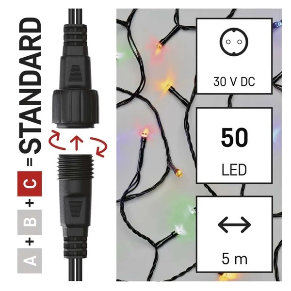Emos D1AM02 5 m kül-beltéri többszínű Standard LED sorolható karácsonyi füzér