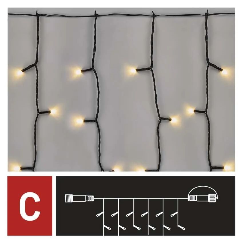 Emos D1EW01 1x2 m kültéri meleg fehér Standard LED sorolható karácsonyi fényfüggöny