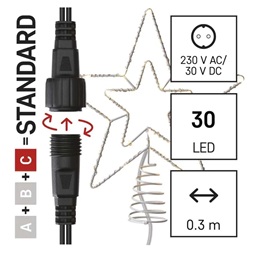 Emos D1ZW01 28,5 cm kül-beltéri meleg fehér Standard LED sorolható karácsonyi csillag