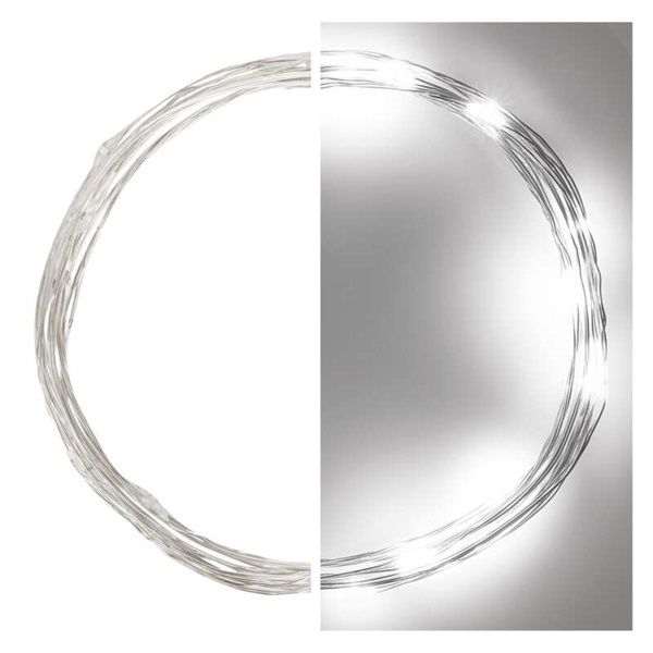 Emos D3AC07 LED 1,9 m/20LED/beltéri/2xAA/időzítős/hideg fehér nano karácsonyi LED fényfüzér