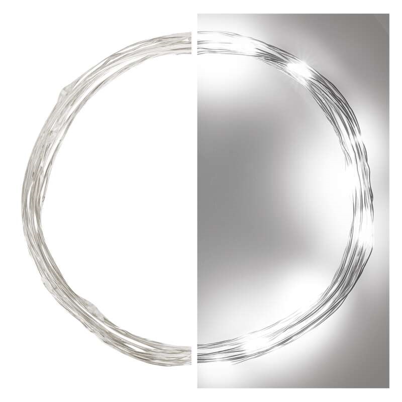 Emos D3AC07 LED 1,9 m/20LED/beltéri/2xAA/időzítős/hideg fehér nano karácsonyi LED fényfüzér