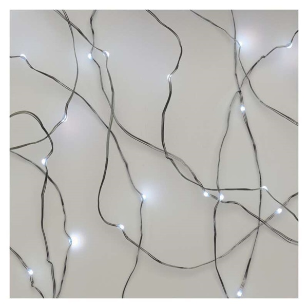 Emos D3AC07 LED 1,9 m/20LED/beltéri/2xAA/időzítős/hideg fehér nano karácsonyi LED fényfüzér