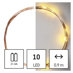 Emos D3AW06 LED 0,9m/10LED/beltéri/időzítős/2xAA/meleg fehér nano karácsonyi LED fényfüzér