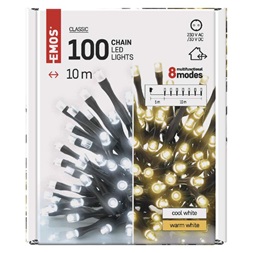 Emos D4AL05 10m/100LED/kül-beltéri/2 az 1-ben meleg/hideg fehér karácsonyi LED fényfüzér