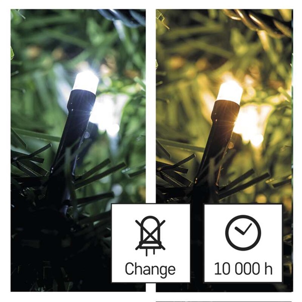 Emos D4AL05 10m/100LED/kül-beltéri/2 az 1-ben meleg/hideg fehér karácsonyi LED fényfüzér