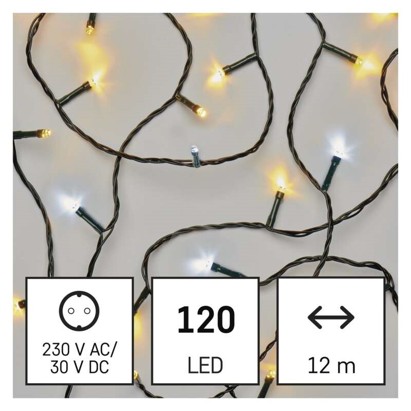 Emos D4AN05 12m/120LED/kül-beltéri/időzítős/meleg/hideg fehér karácsonyi LED fényfüzér
