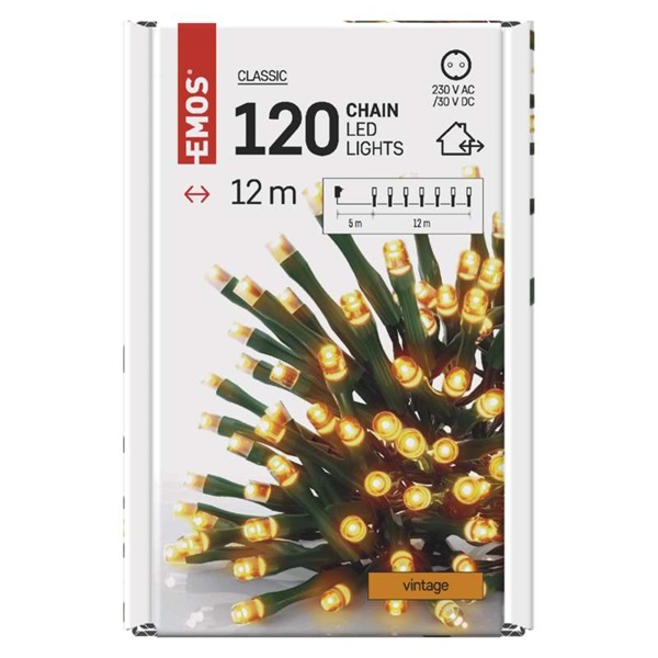 Emos D4AV03 12m/120LED/kül-beltéri/időzítős/vintage karácsonyi LED fényfüzér