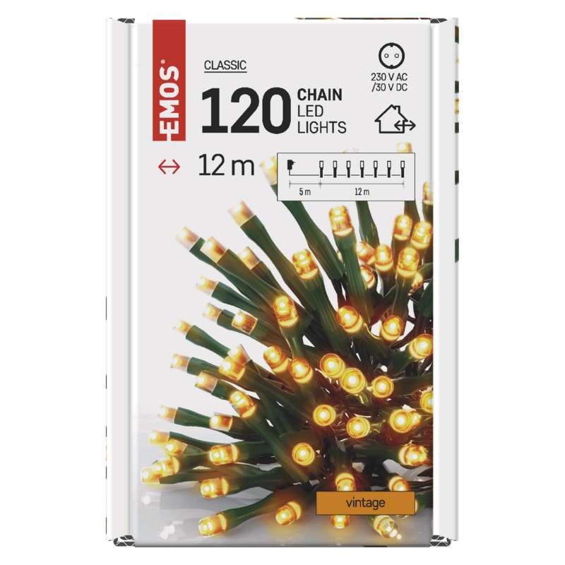 Emos D4AV03 12m/120LED/kül-beltéri/időzítős/vintage karácsonyi LED fényfüzér