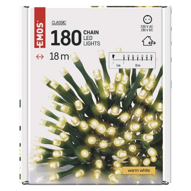 Emos D4AW04 18m/180LED/kül-beltéri/időzítős/meleg fehér karácsonyi LED fényfüzér