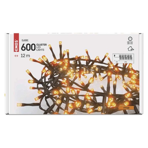 Emos D4BV03 12m/600LED/kül-beltéri/időítős/vintage süni karácsonyi LED fényfüzér
