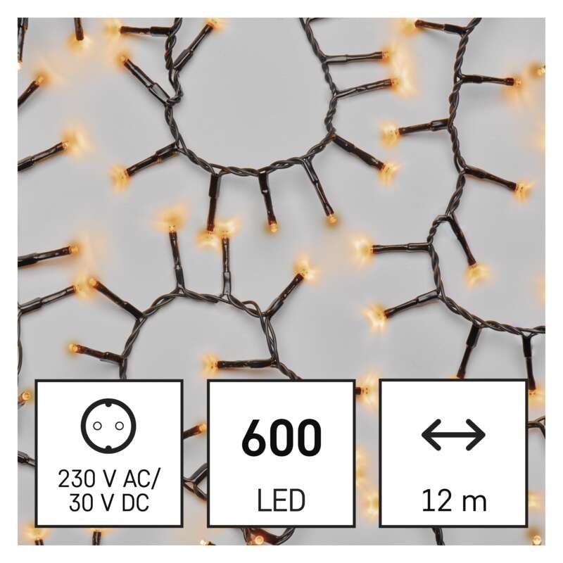 Emos D4BV03 12m/600LED/kül-beltéri/időítős/vintage süni karácsonyi LED fényfüzér