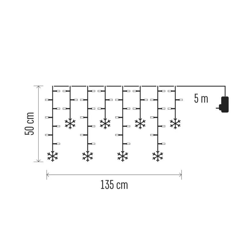 Emos DCGW13 135x50 cm beltéri hideg fehér hópelyhek LED karácsonyi fényfüggöny