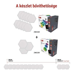 Emos GoSmart Hexagon, kiegészítő készlet,3 rész, 1,8 W, RGBIC dimmelhető, WiFi LED lámpa