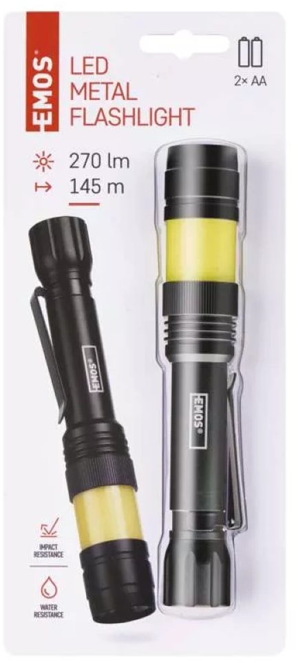 Emos P3112 COB LED 180lm 2xAAA fém elemlámpa