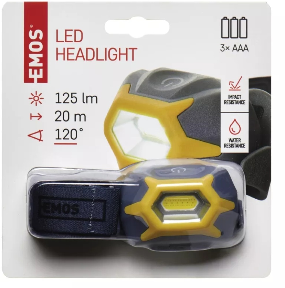 Emos P3532 COB LED 3W 125lm 3×AAA fejlámpa