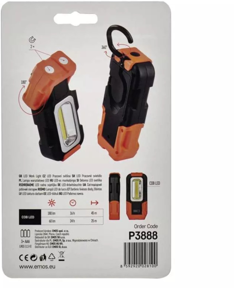 Emos P3888 COB LED 3W 180lm 3xAAA munkalámpa