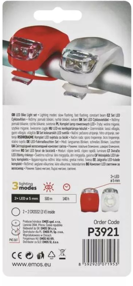 Emos P3921 10lm 2db-os fehér/piros LED kerékpárlámpa szett
