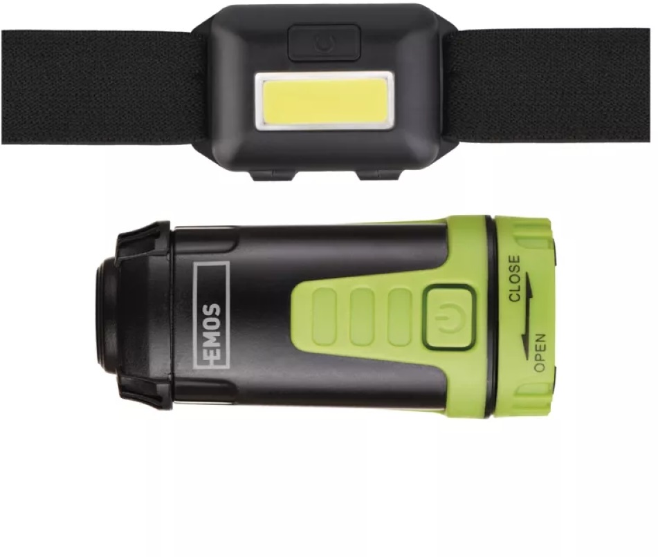 Emos P4007 COB LED fejlámpa készlet + mini kempinglámpa