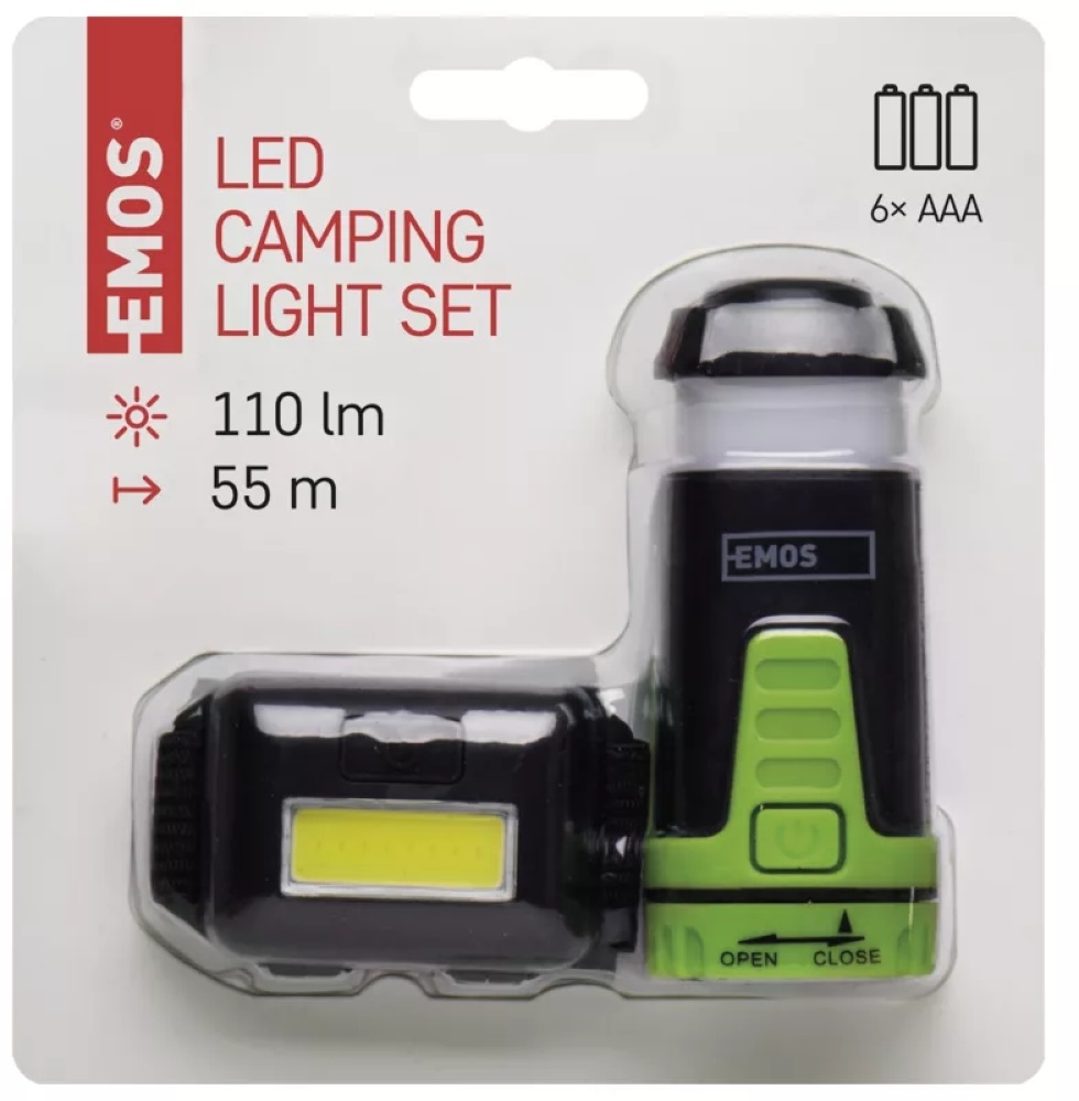 Emos P4007 COB LED fejlámpa készlet + mini kempinglámpa