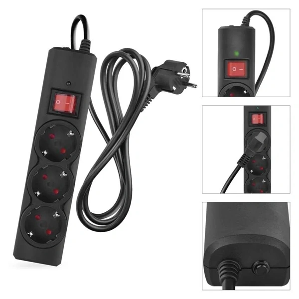 Emos P54214 1,5m 380J SCHUKO 3 csatlakozós fekete túlfeszültség védett elosztó